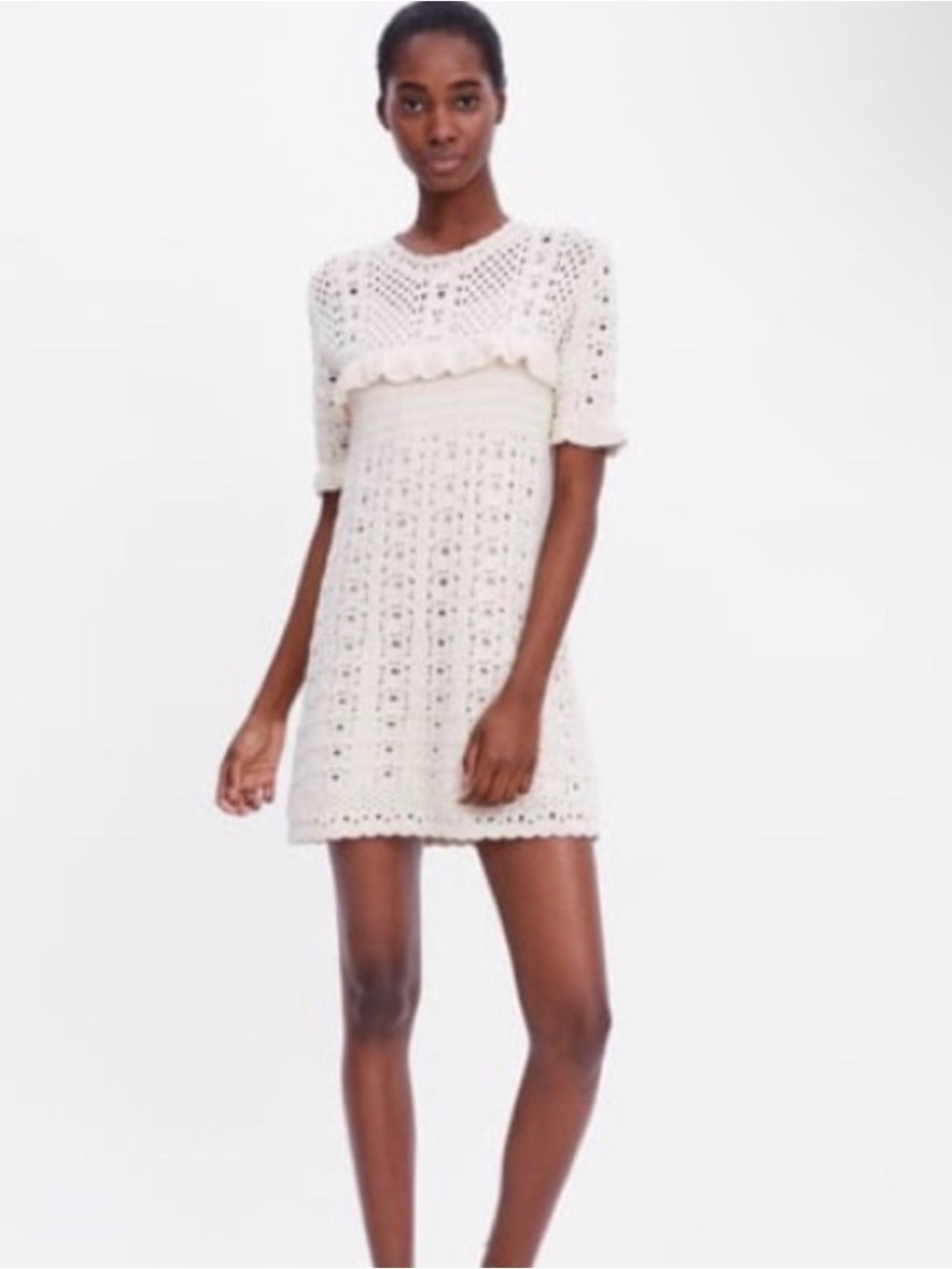 Zara Cream Crochet Mini Dress